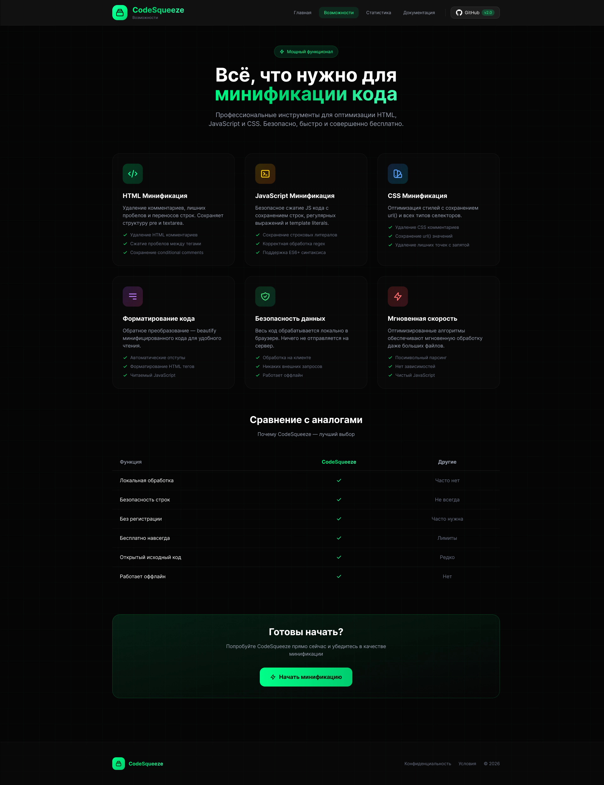 Service feature overview Features